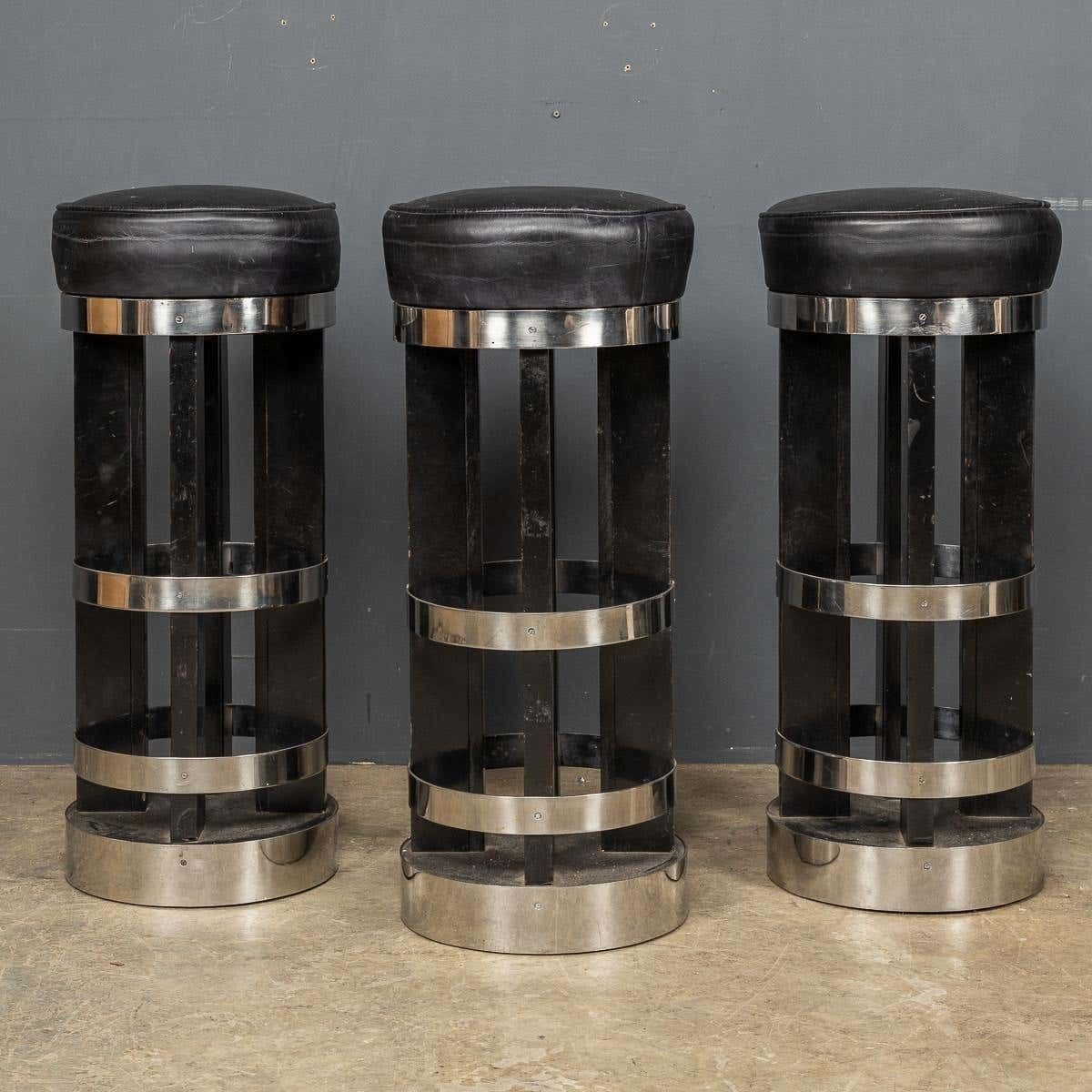 20th Century Set Of Three American Swivel Top Stools, C.1950 photo for sale