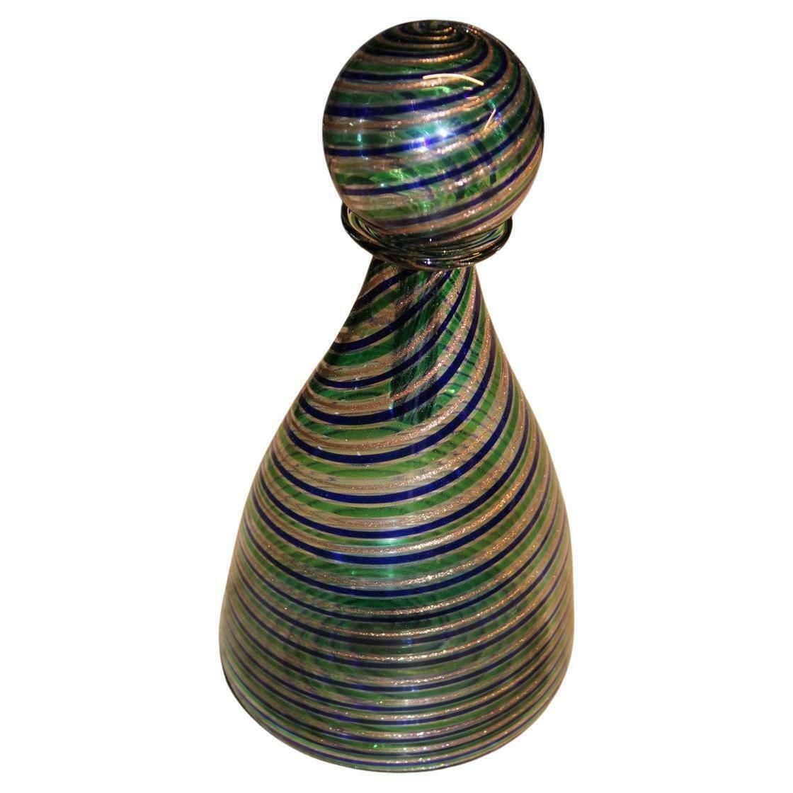 Toso Bottle Vase In Murano Avventurina And Blue And Green Colours Italy 1960s