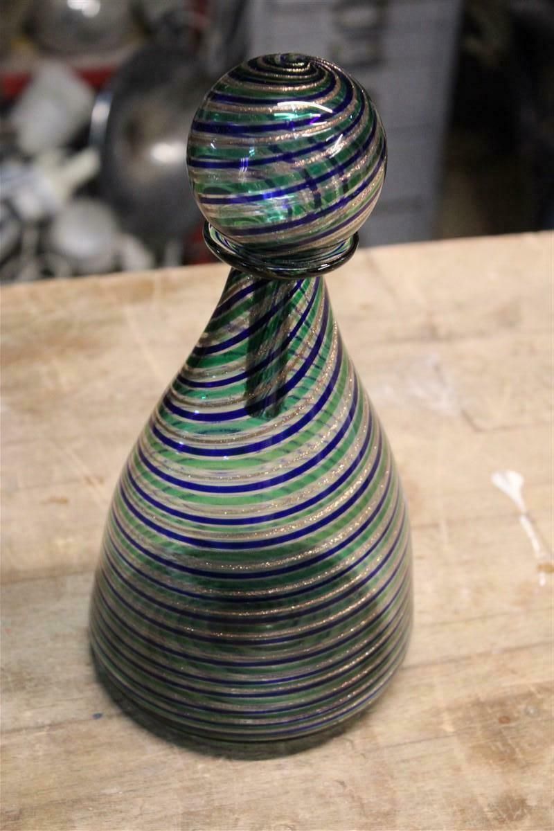 Toso Bottle Vase In Murano Avventurina And Blue And Green Colours Italy 1960s photo furniture