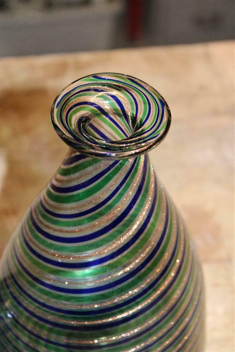 Toso Bottle Vase In Murano Avventurina And Blue And Green Colours Italy 1960s photo vinterior