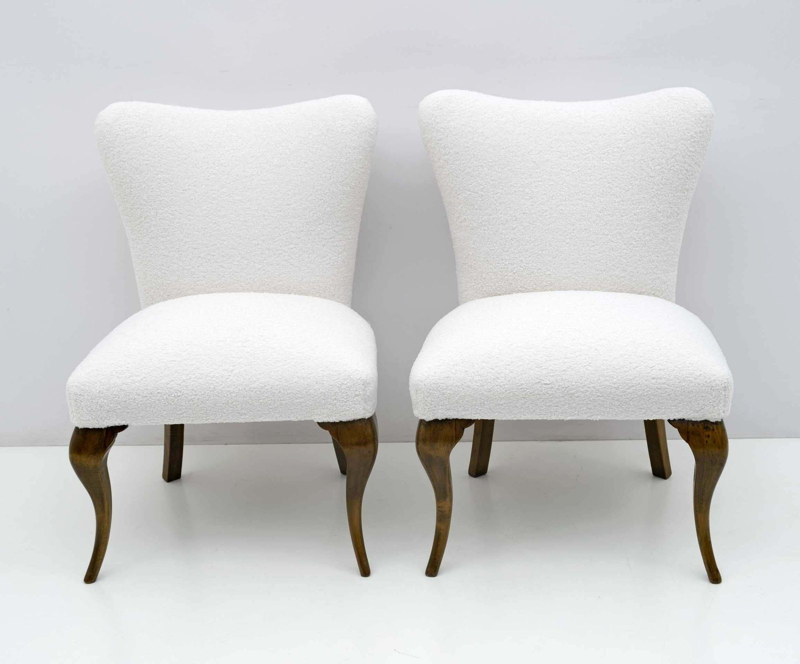 Pair Of Chippendale Style Italian Boucle Small Armchairs, 1940s photo Furniture
