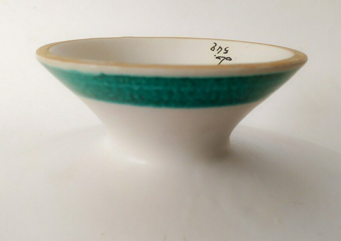 Ceramic Backsplash Back Lenci Vintage Design Cup Centerpiece Tray Made In Italy Midcentury White Green photo buy