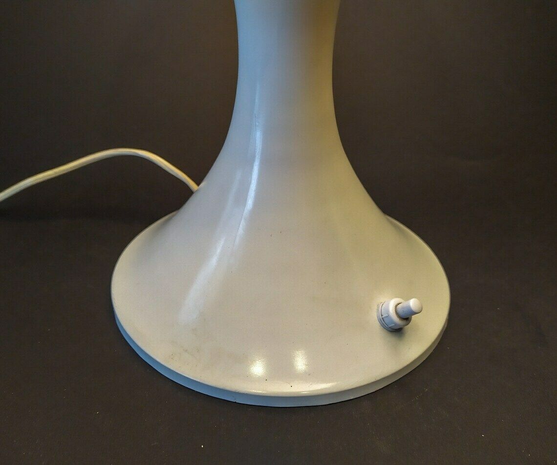 Mushroom Desk Light Vintage Desk Lamp Space Age Design Ufo White Metal Art Glass 70s 3 Lights photo for sale