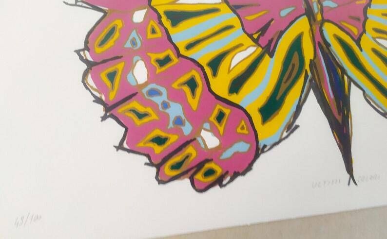 Beny Giansiracusa Latest Colors Butterfly Made In Italy Graphic Painting Pop Art 50 X 70 Cm photo for sale