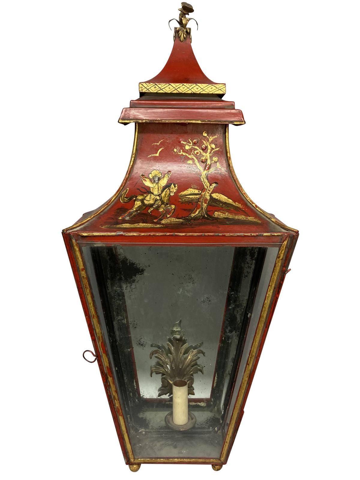 An Impressive Pair Of Regency Style Scarlet Japanned Wall Lanterns photo furniture