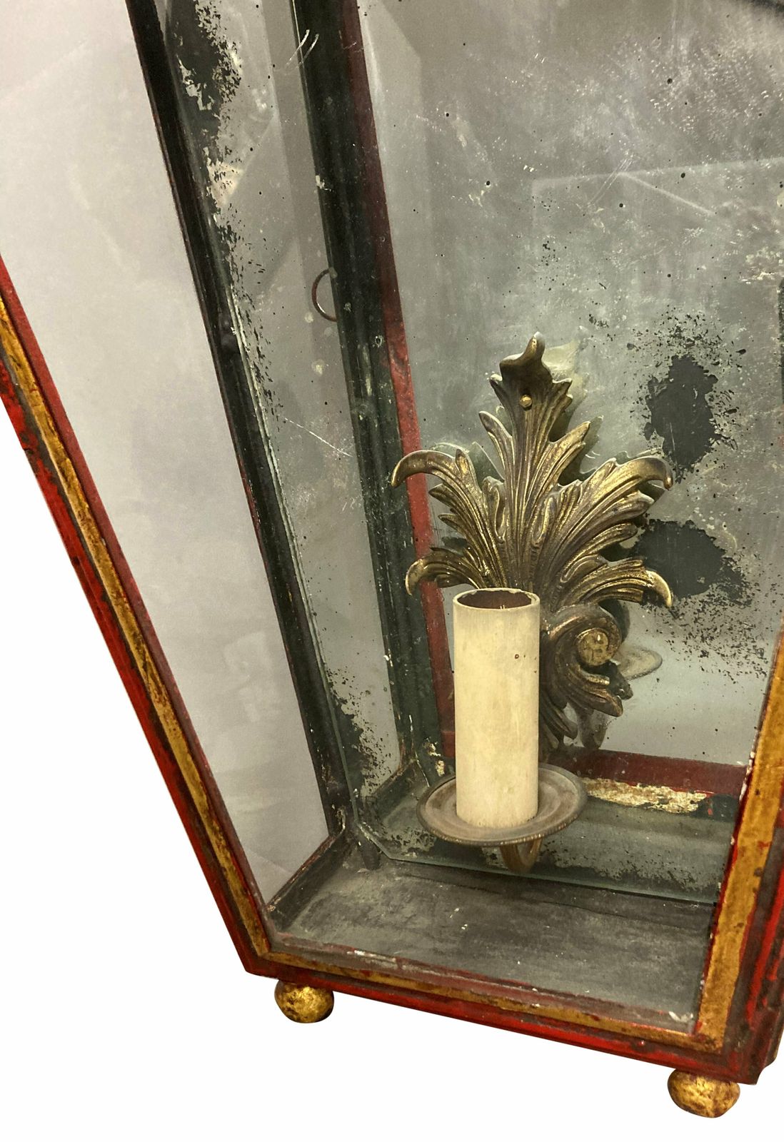An Impressive Pair Of Regency Style Scarlet Japanned Wall Lanterns photo 5310.0