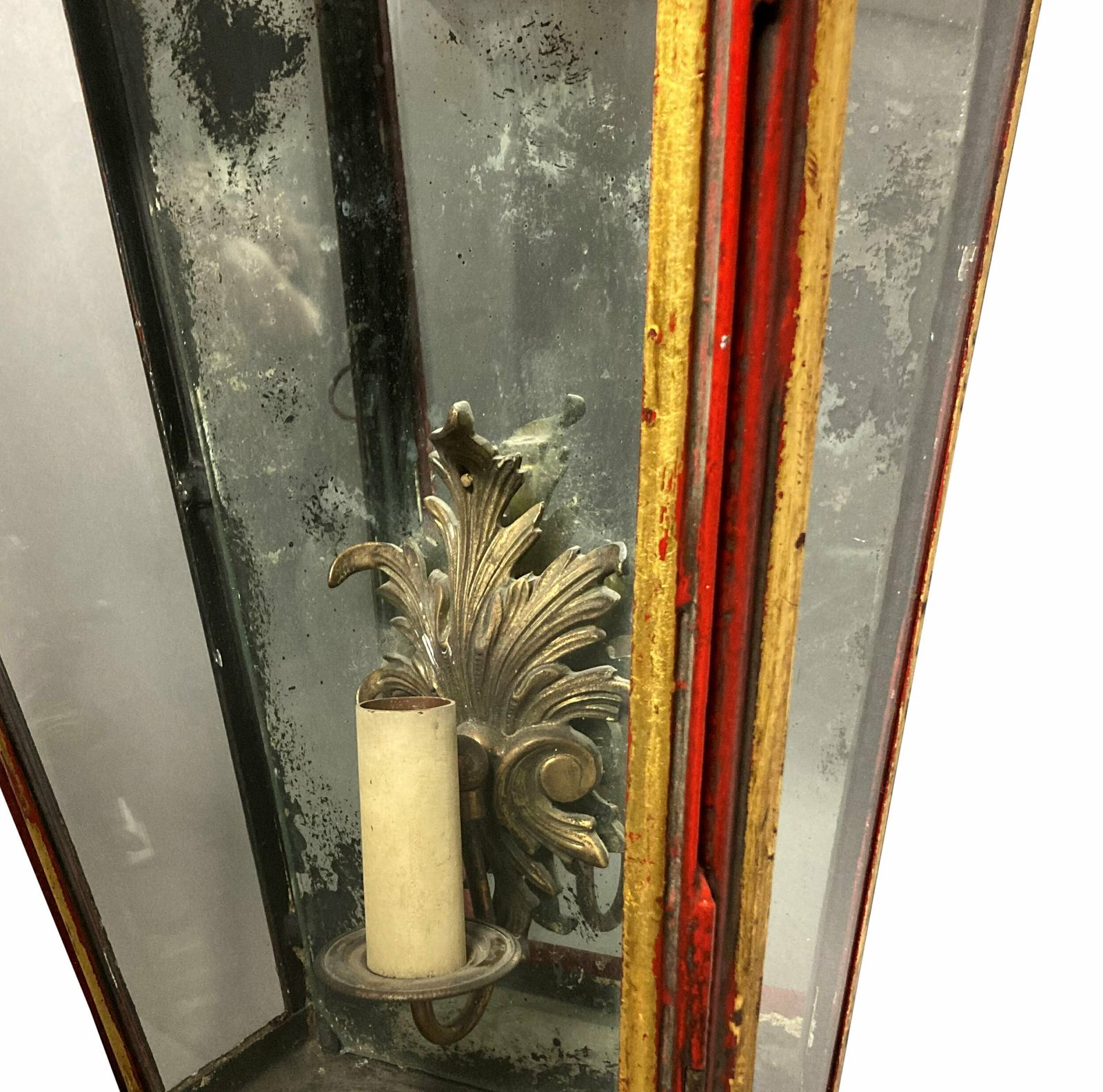 photo buy An Impressive Pair Of Regency Style Scarlet Japanned Wall Lanterns