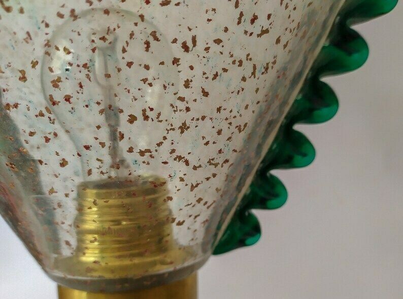 Hourglass Vintage Desk Lamp Murano Glass Table Lamp Décor Morise Red Green Space Age 70s Pulegoso Italian Glass Design photo vintage