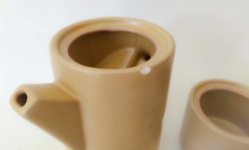 Coffee Service Post Modern Design El Carlos Luxury Ceramic Italy 70s Beige Brown Cups 4 People photo Home Decor