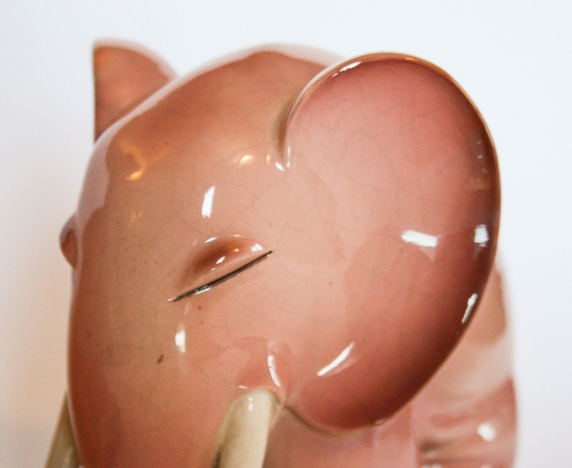 Tarcisio Tosin Bookends Bookends Pink Ceramic Elephant La Freccia 30s 1934 Art Deco photo for sale
