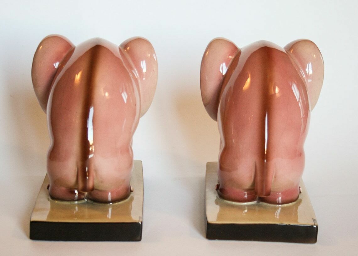 Tarcisio Tosin Bookends Bookends Pink Ceramic Elephant La Freccia 30s 1934 Art Deco photo buy