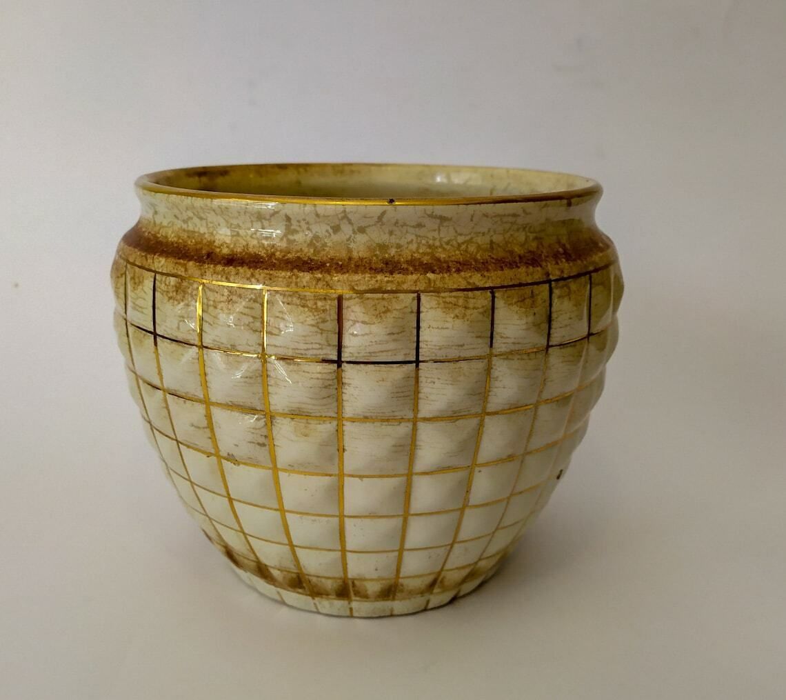 Italian Design Vase Beige Gold Centerpiece Gariboldi Bridges photo for sale
