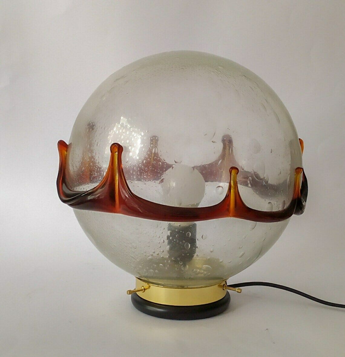 Wonderful Ball Light Vintage Table Lamp Design Space Age Glass By Murano Mazzega Brotto Nason Sugars Amber Bullicante Lamp photo furniture