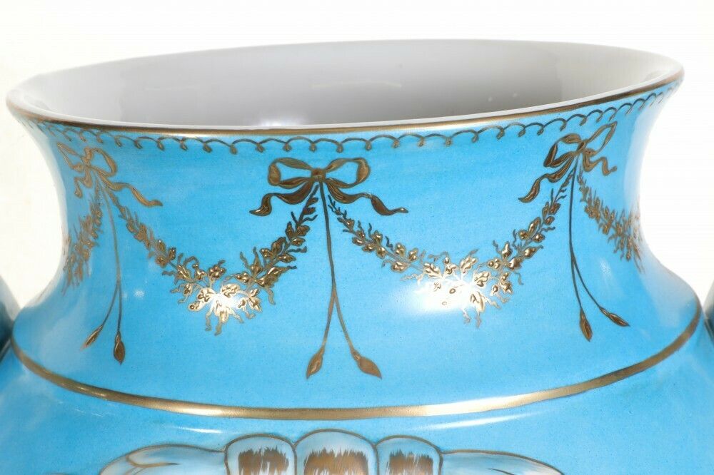 Pair Sevres Porcelain Vases Floral Urns French photo Home Decor