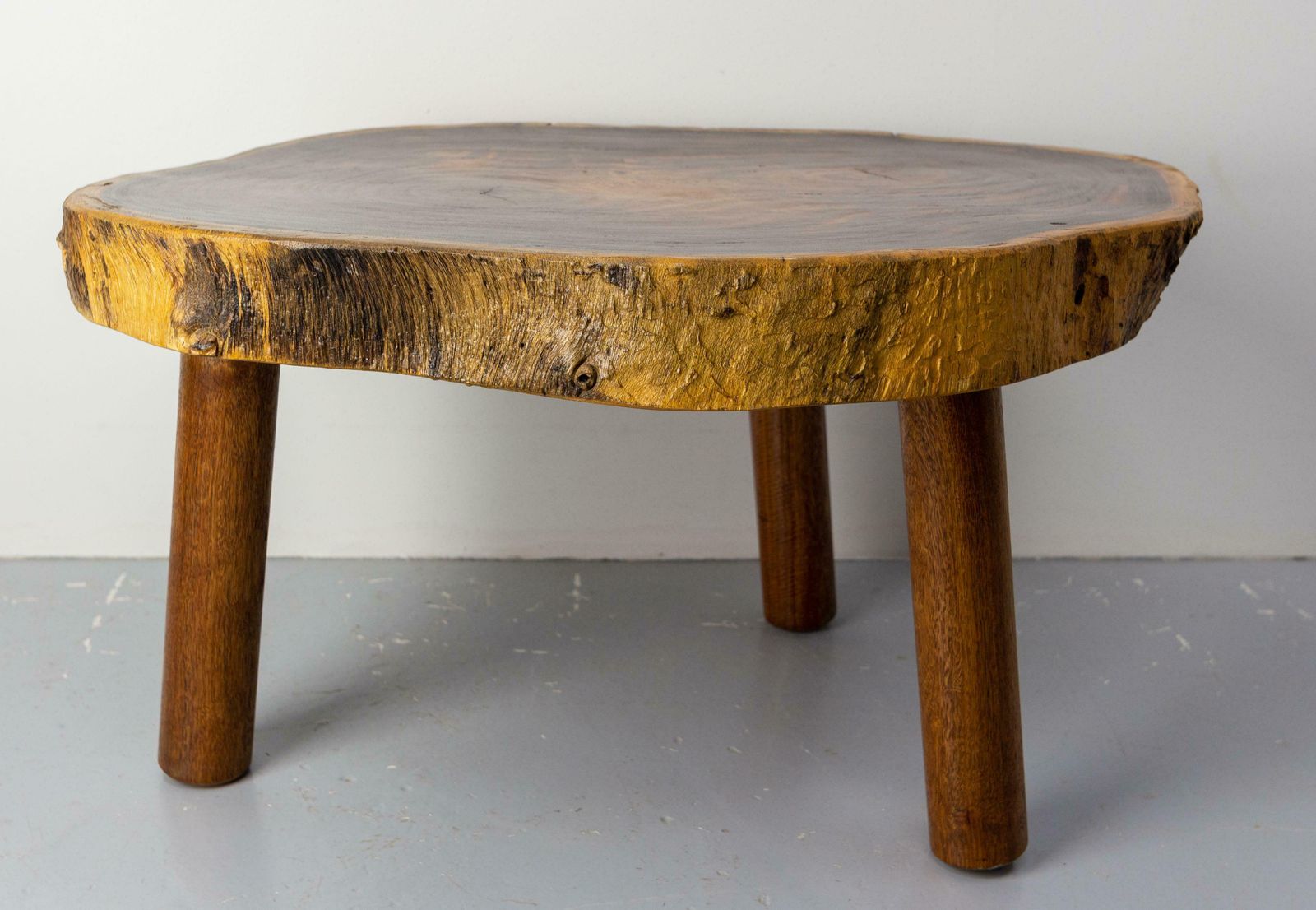 French Brutalist Coffee Table Exotic Wood, Circa 1960 photo Furniture