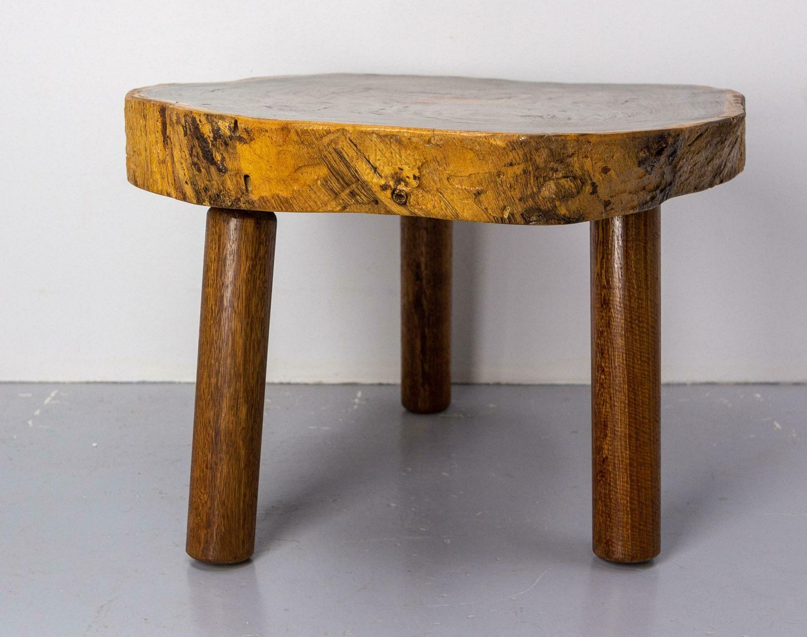French Brutalist Coffee Table Exotic Wood, Circa 1960 photo vinterior