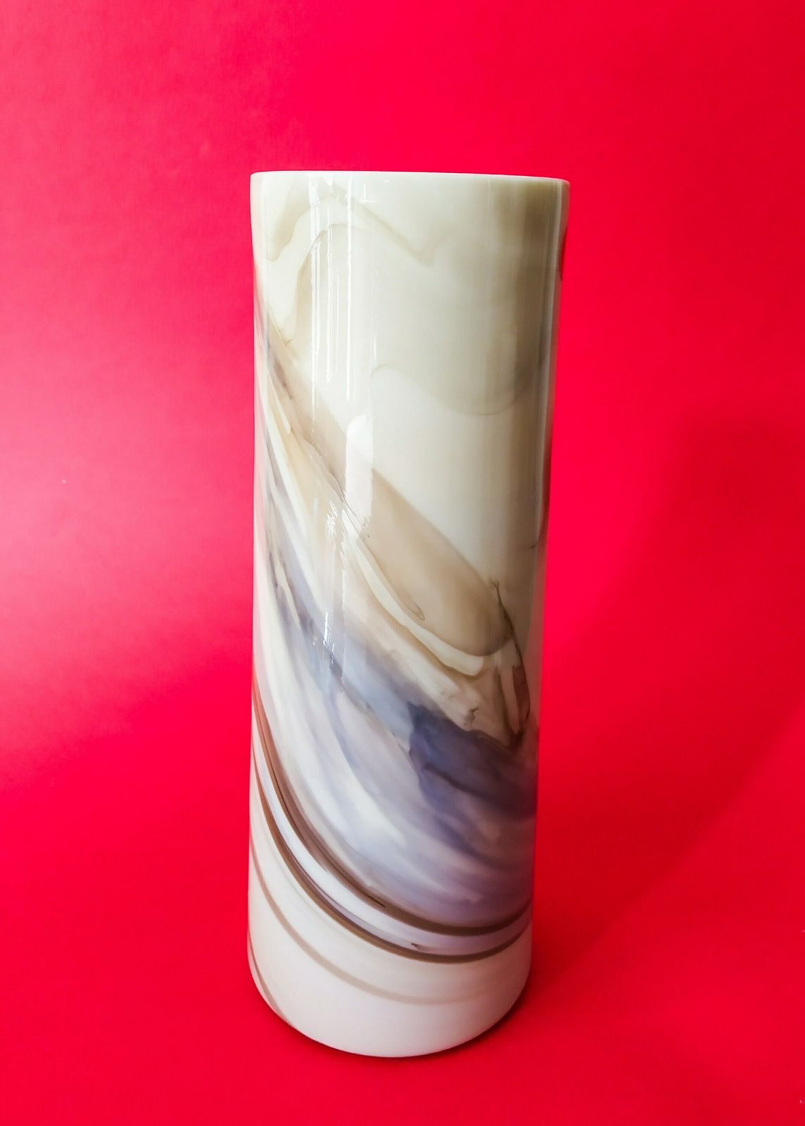 Murano Marbled Glass Vase Vintage Space Age Design Yalos Beige Vase Italian Glass photo furniture