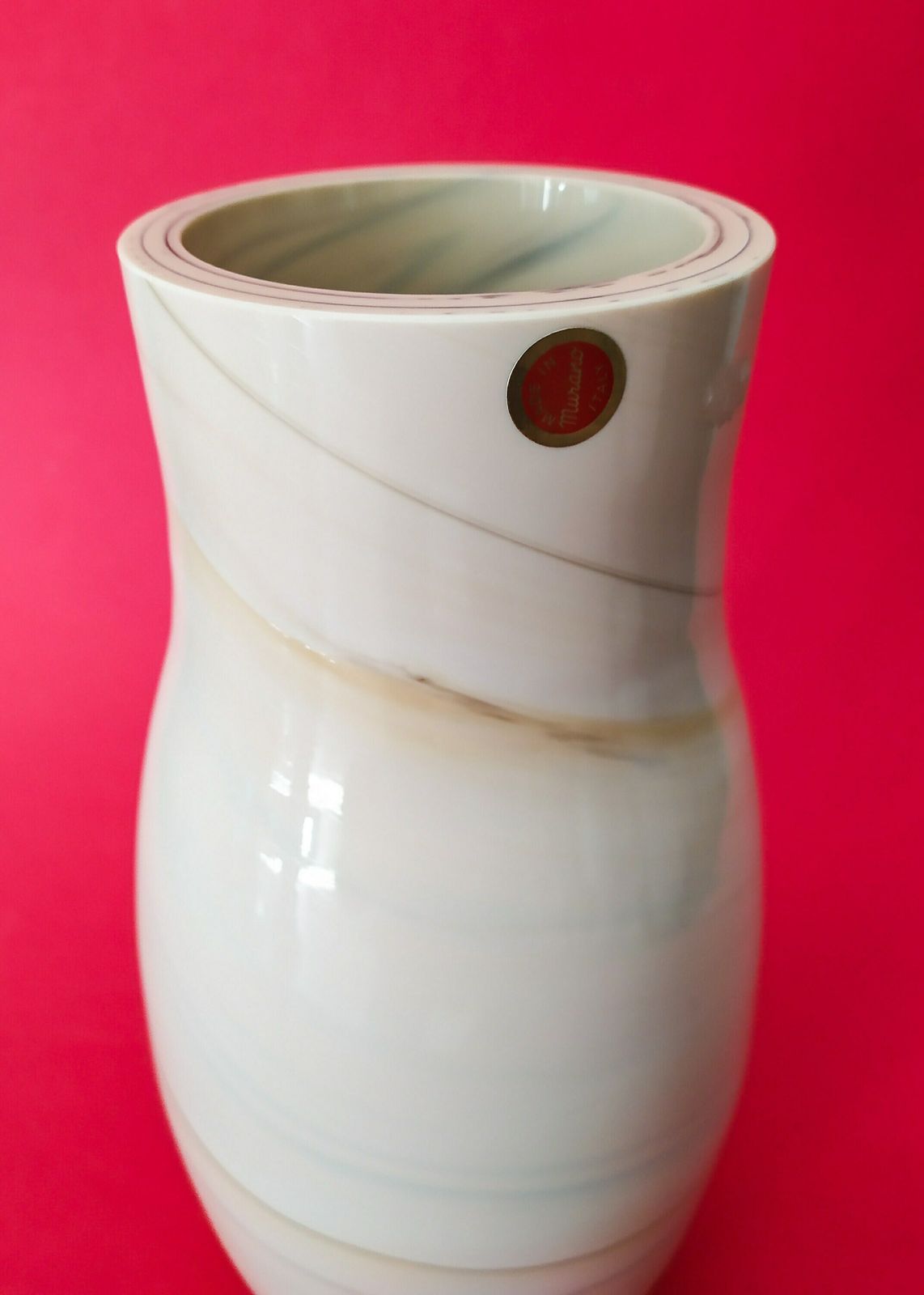 Murano Marbled Glass Vase Vintage Space Age Design Yalos Beige Vase Italian Glass photo Home Decor