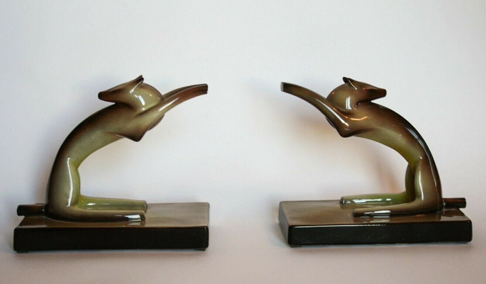 Tarcisio Tosin Bookends Pair Bookends Ceramic Greyhounds La Freccia 30s 1934 Art Deco photo vintage