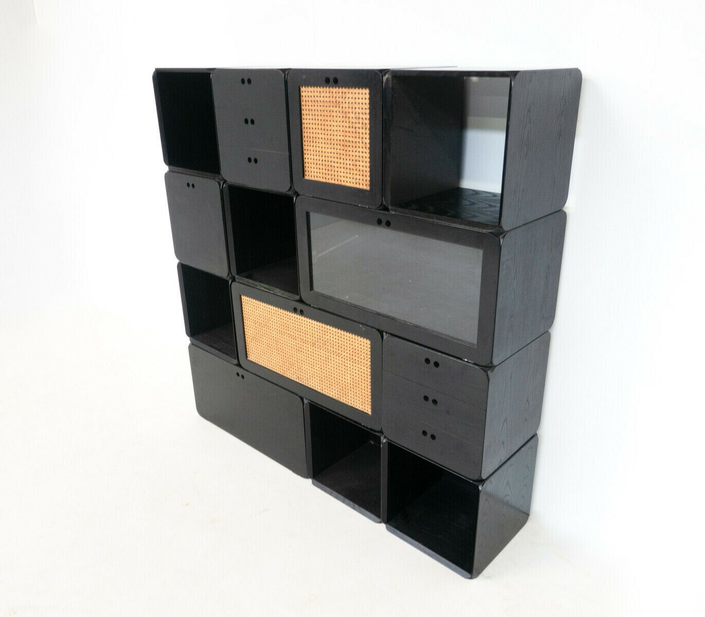 Set Of Modular Black Wooden Cubes By Derk Jan De Vries photo for sale