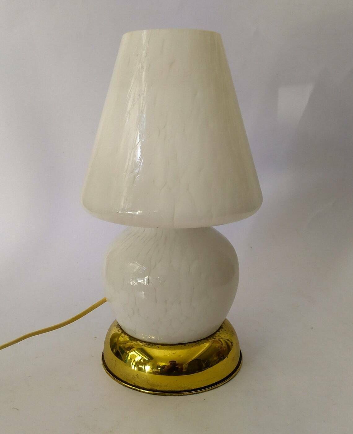 Mushroom Murano Table Light Vintage Table Lamp In White Glass Base In Brass Mushroom Space Age Designlamps photo furniture
