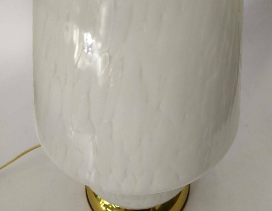 Mushroom Murano Table Light Vintage Table Lamp In White Glass Base In Brass Mushroom Space Age Designlamps photo vinterior