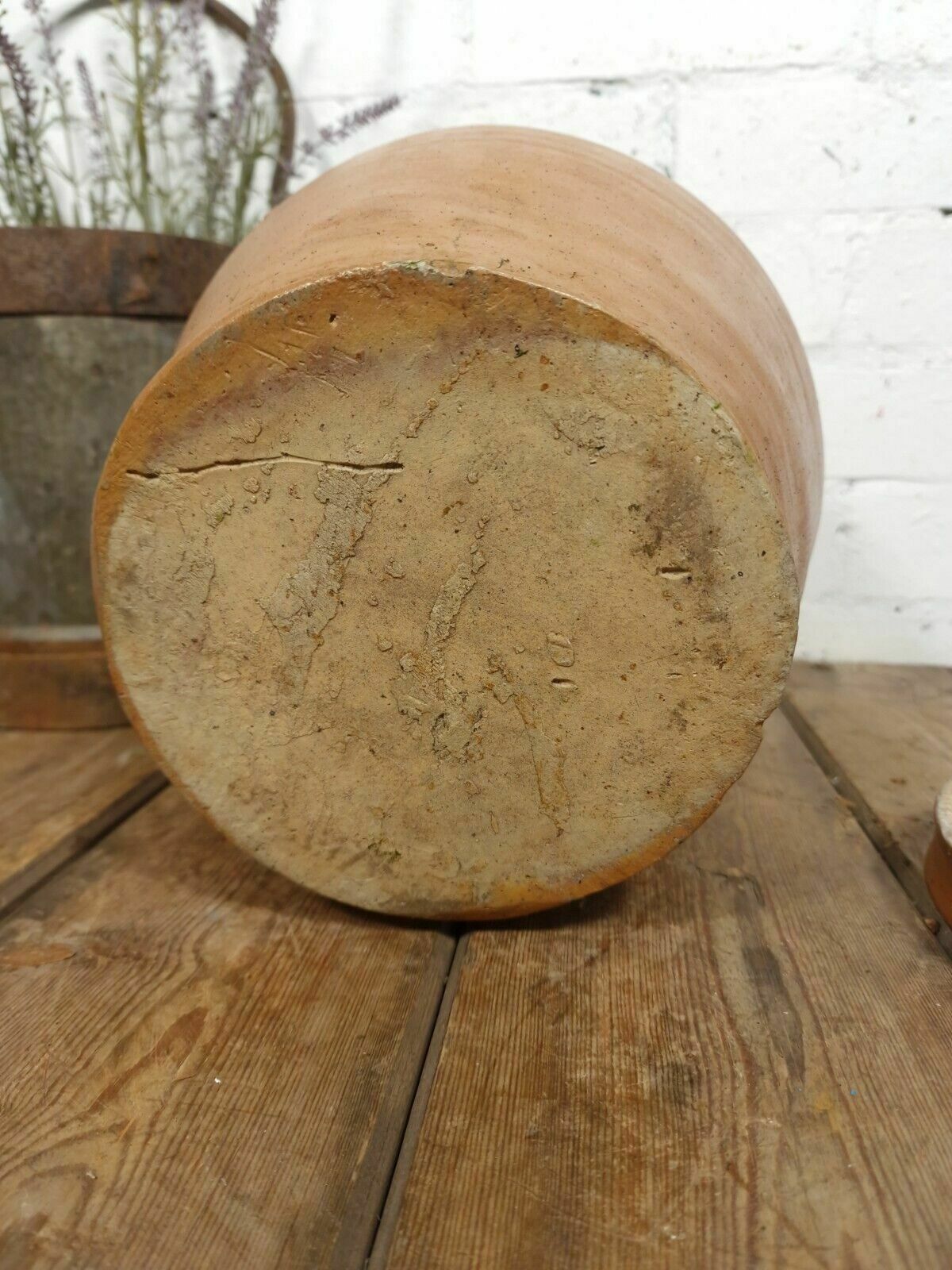 photo vinterior Large Antique French Stoneware Glazed Confit Pot With Lid