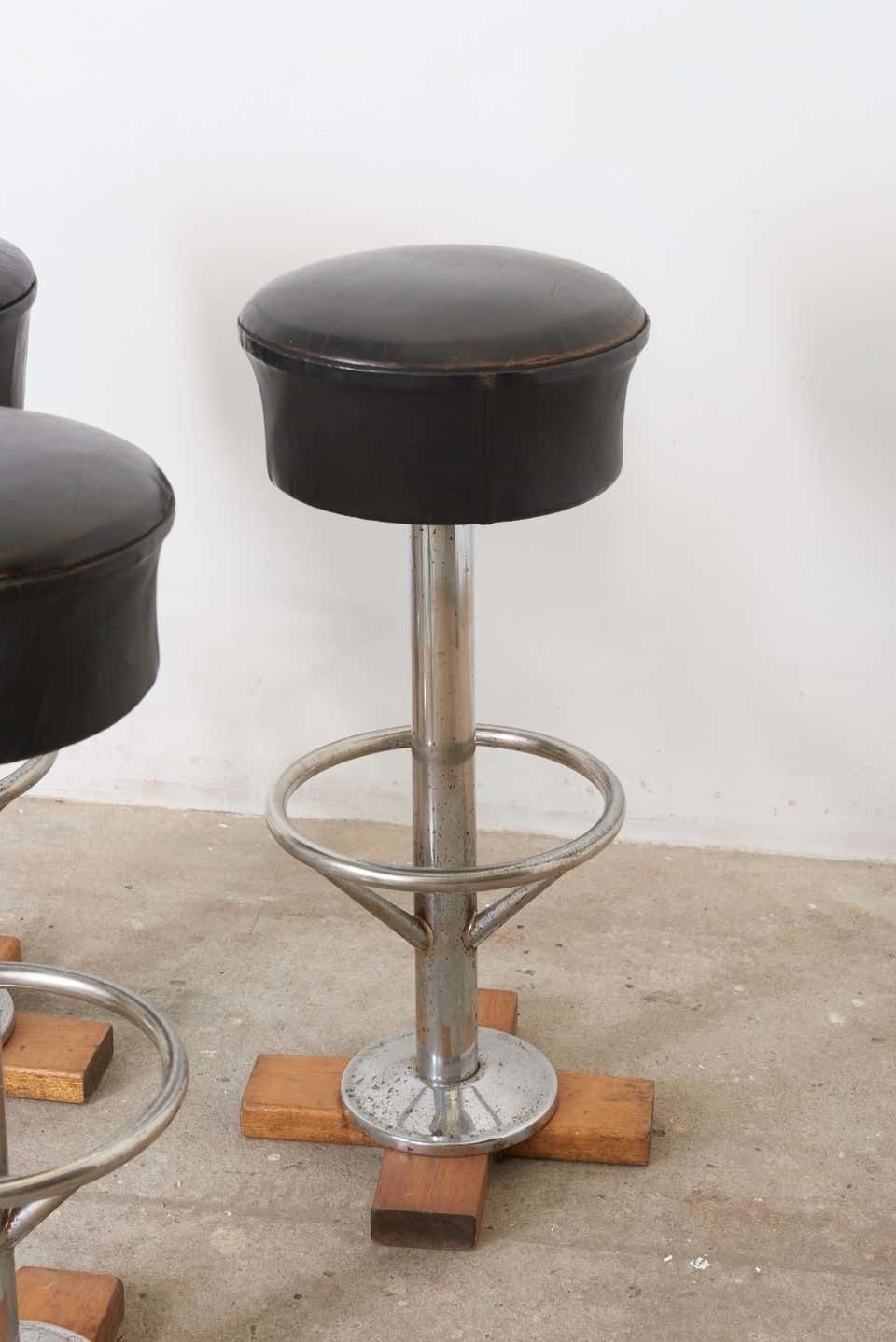 Set Of Five Belgium Revolving Barstools, 1960s photo for sale