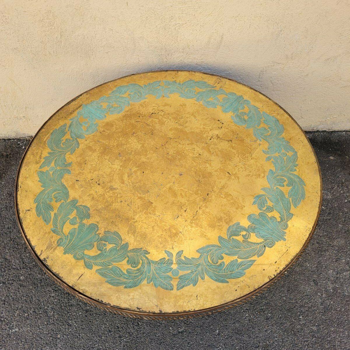 Furniture Coffee Table In Wood And Eglomised Glass, Art Deco, 20th Century photo