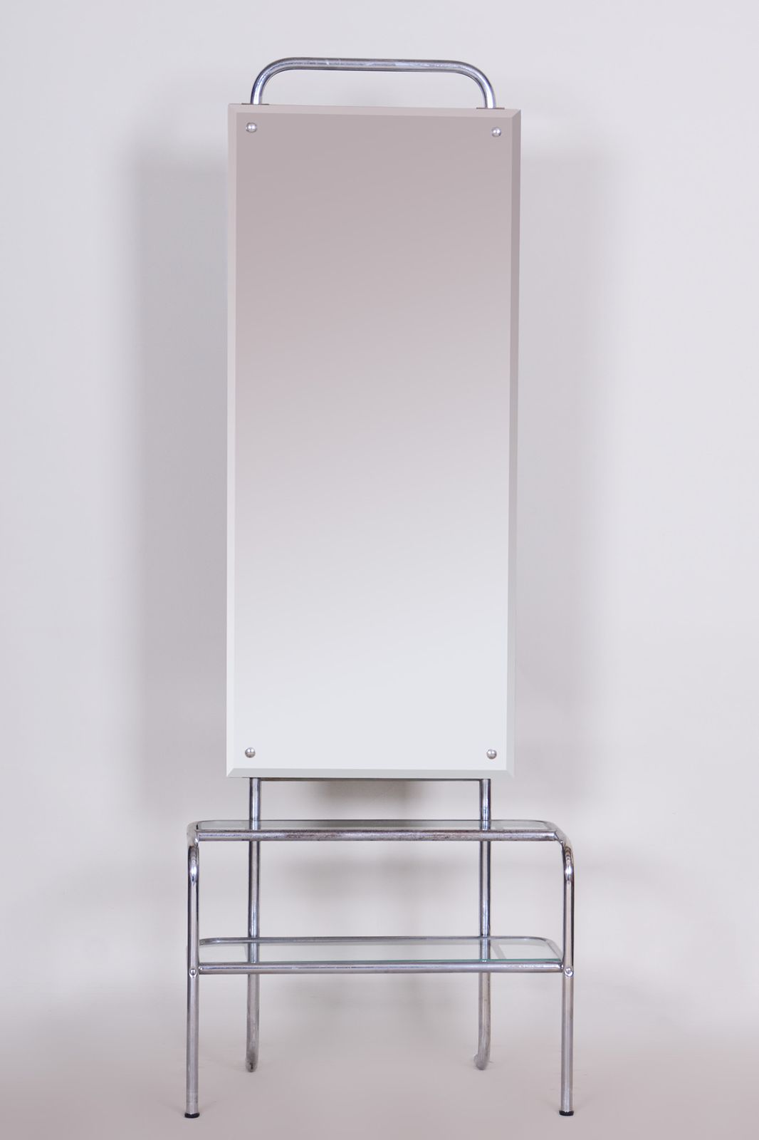 photo furniture Restored Bauhaus Dressing Mirror, Chrome Plated Steel, Czechia, 1930s