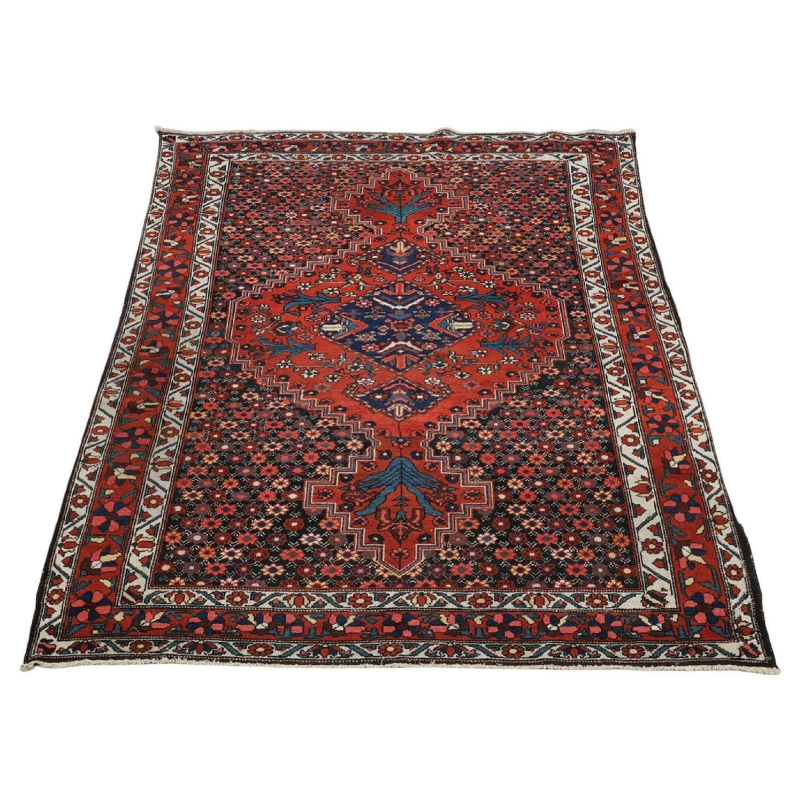 Floral Antique Rug Wool Geometric Carpet Blue Lounge Home Interior Livingroom Decor