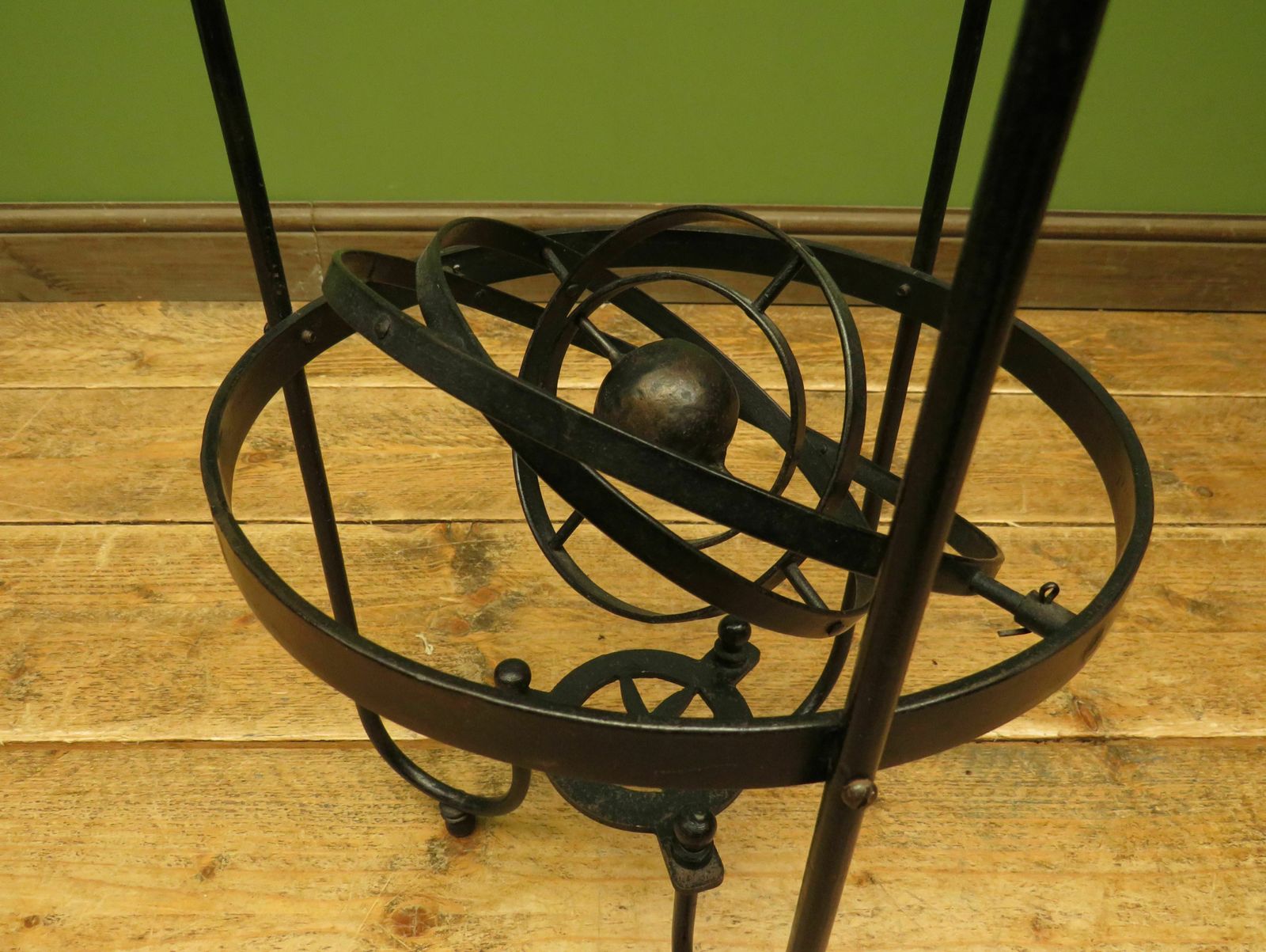 Vintage Steampunk Side Table With Gimbal Mounted Solar System photo furniture