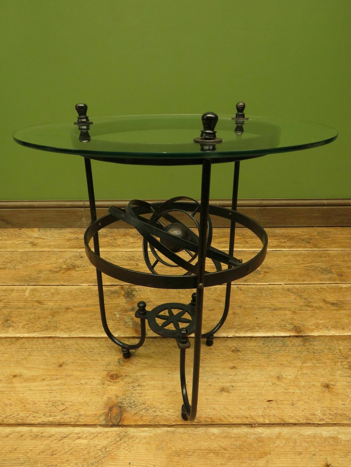 Vintage Steampunk Side Table With Gimbal Mounted Solar System photo for sale
