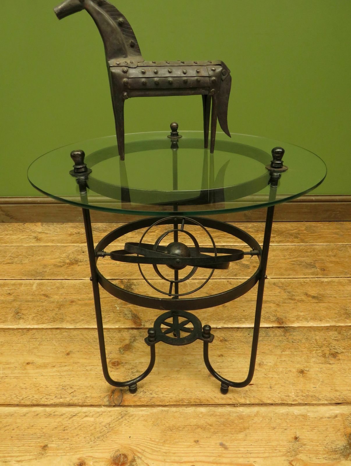 photo furniture Vintage Steampunk Side Table With Gimbal Mounted Solar System