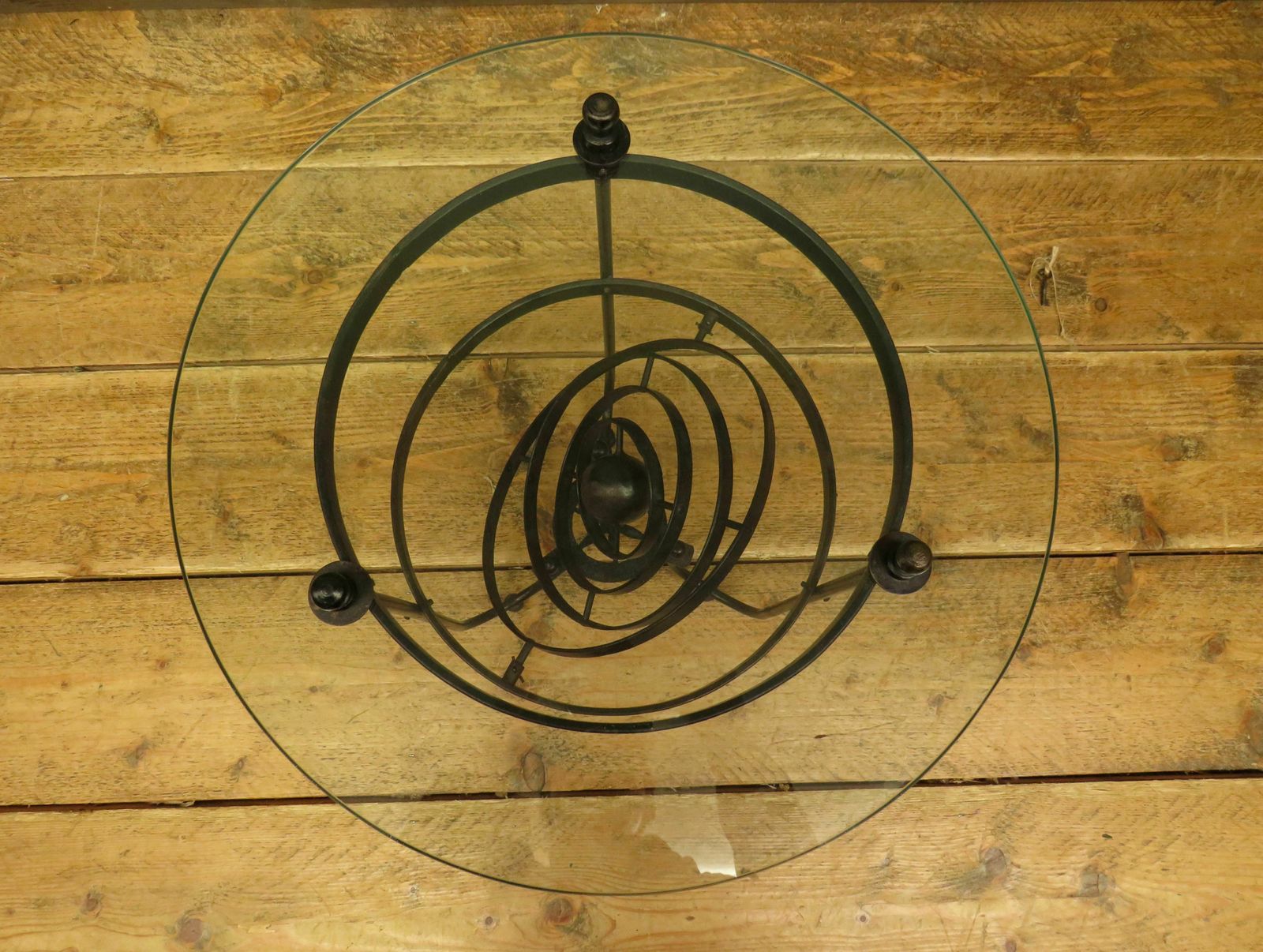 Furniture Vintage Steampunk Side Table With Gimbal Mounted Solar System photo