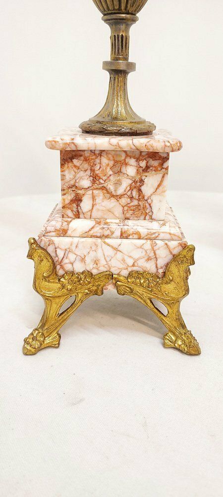 Gilt Metal And Marble Candle Holders France 1940s Set Of 2 photo 798.0