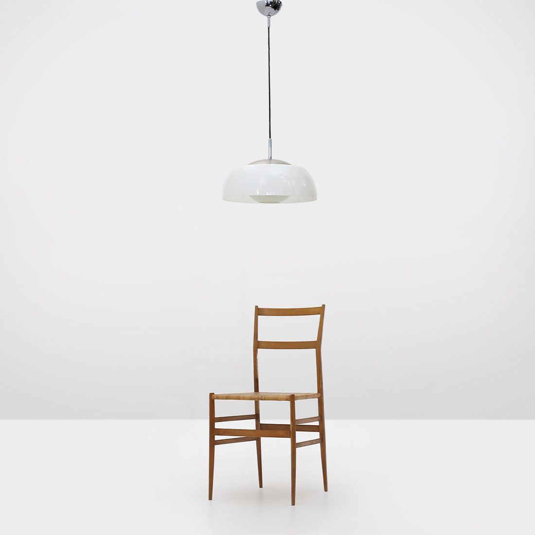 Chandelier In Chromed Metal, Methacrylate And White Glass, 60s photo vinterior
