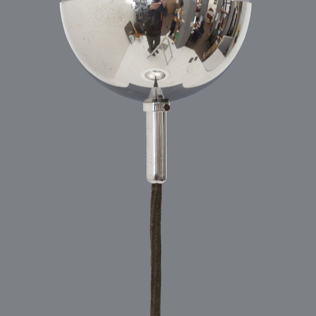 Chandelier In Chromed Metal, Methacrylate And White Glass, 60s photo buy