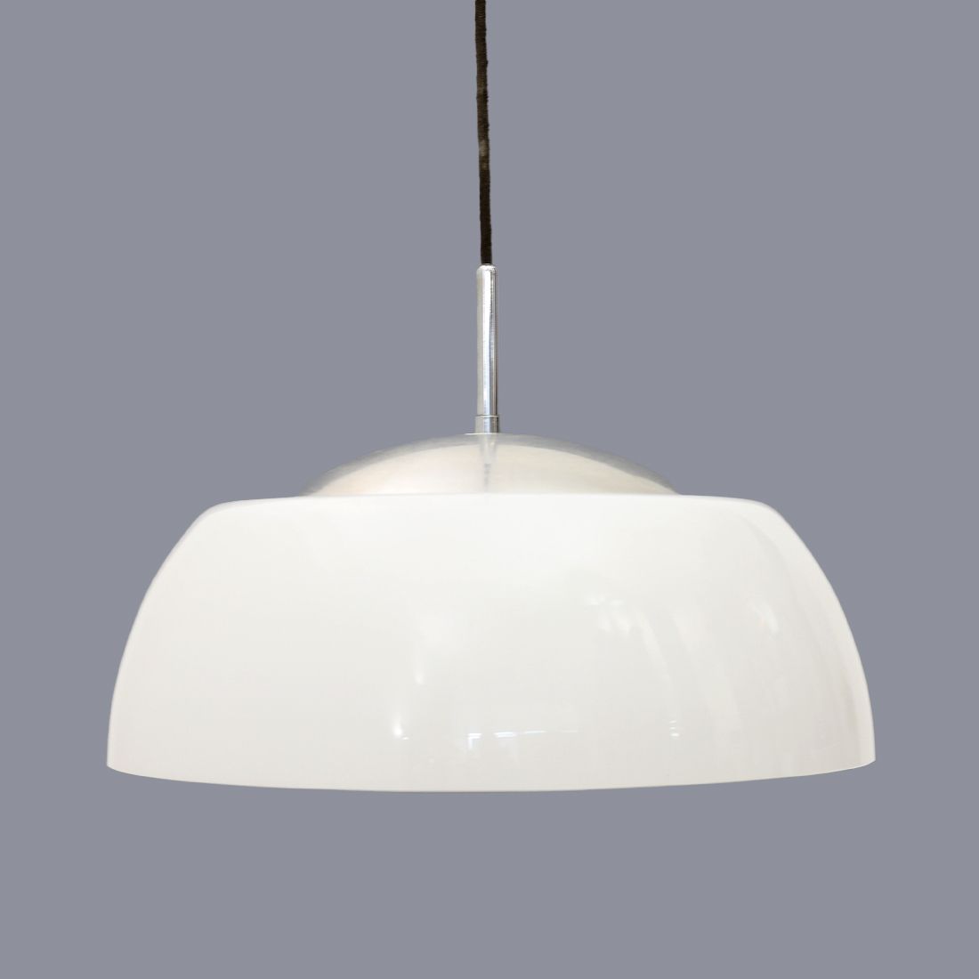 Chandelier In Chromed Metal, Methacrylate And White Glass, 60s photo for sale