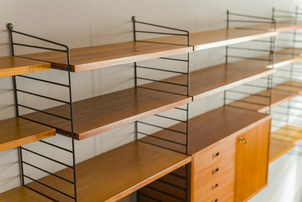 photo furniture Teak Modular Wall Shelf By Nils Strinning For String, 1960s