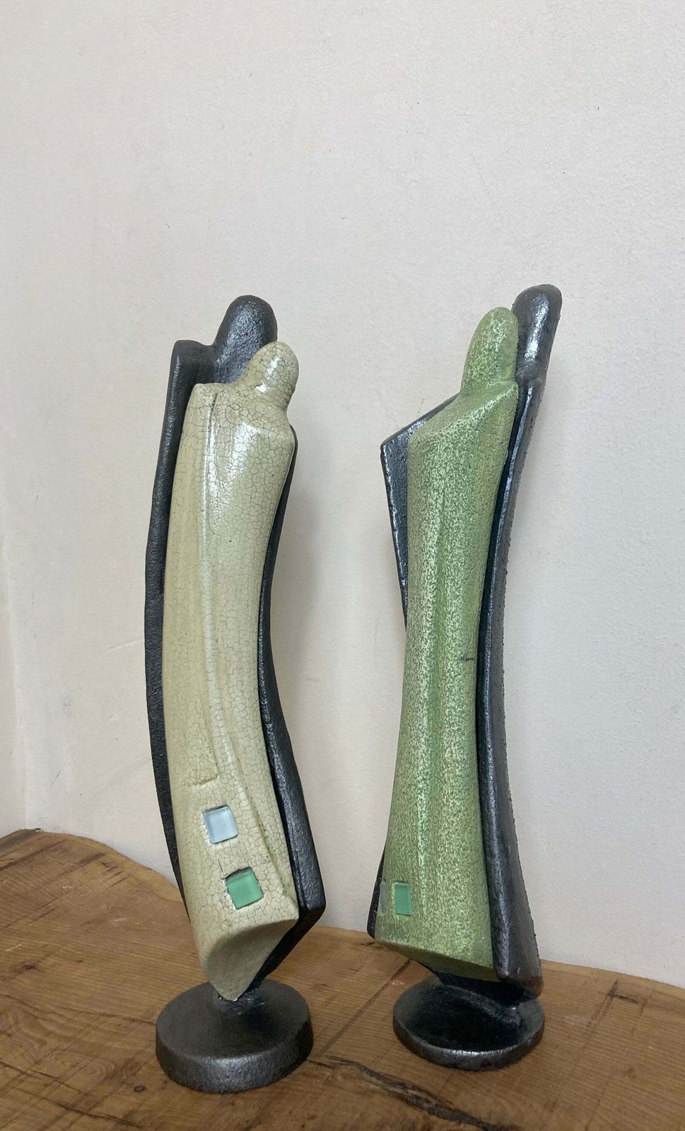 Mid Century, Designer Art Deco Metal And Plaster Sculptures, Art Figure Collectible Abstract Piece photo for sale