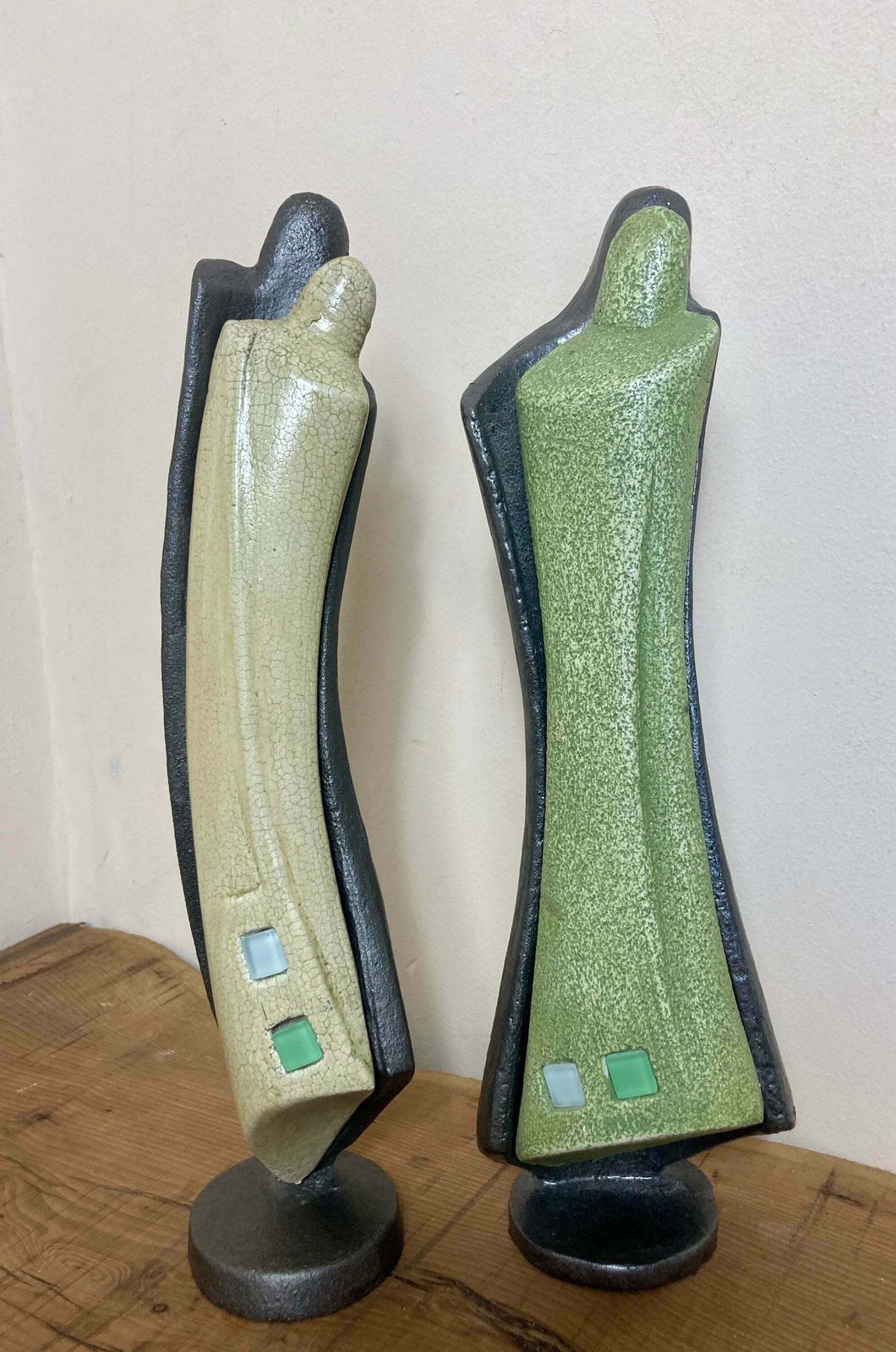 Mid Century, Designer Art Deco Metal And Plaster Sculptures, Art Figure Collectible Abstract Piece photo vinterior