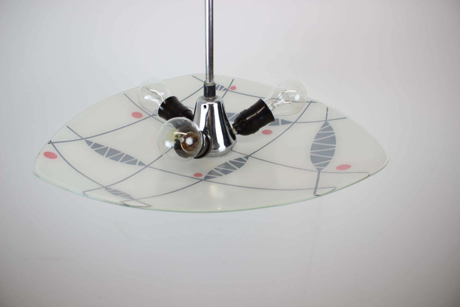 Midcentury Glass Pendant By Napako, Czechoslovakia, 1960s photo Lighting