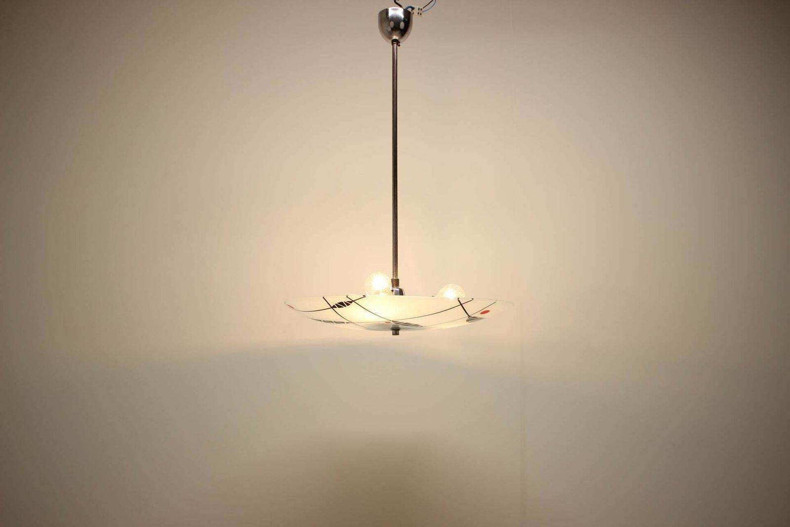 Midcentury Glass Pendant By Napako, Czechoslovakia, 1960s photo buy