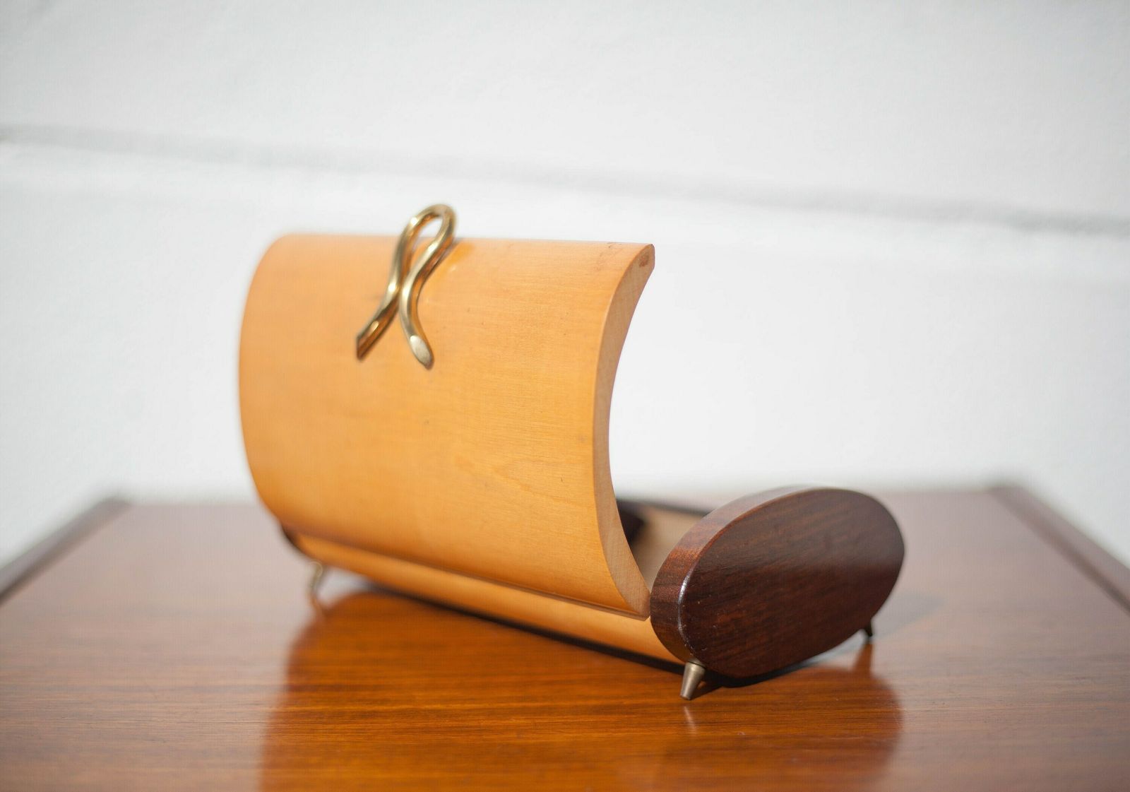 photo furniture Vintage Modernist Wooden Box With Compass Feet