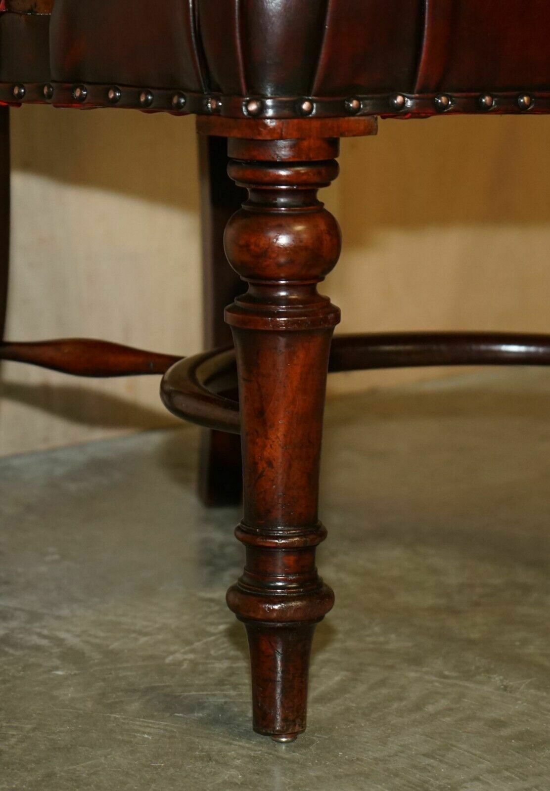 Antique Restored Leather William IV Mahogany Chesterfield Captains Armchair photo vintage