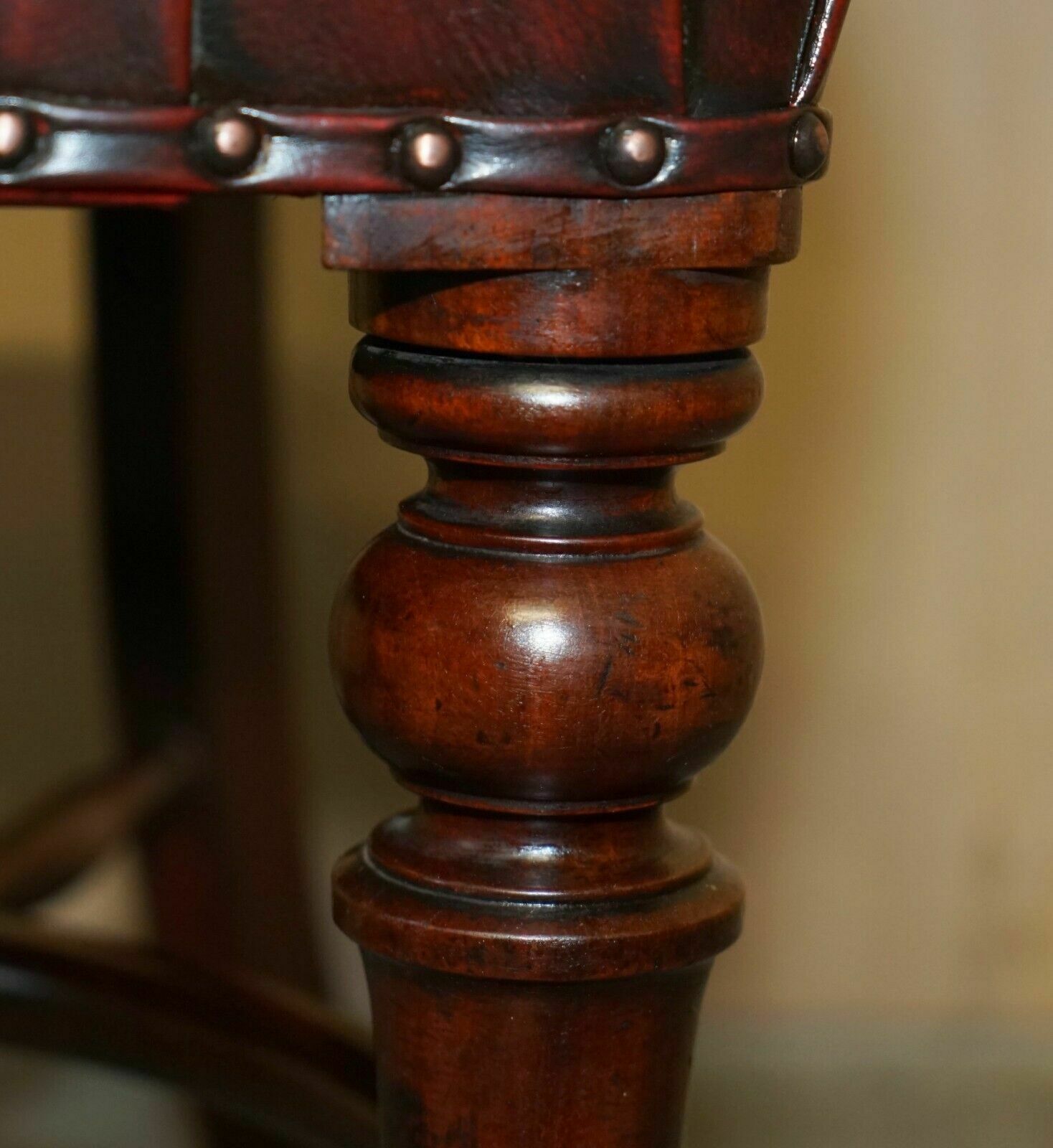 photo for sale Antique Restored Leather William IV Mahogany Chesterfield Captains Armchair