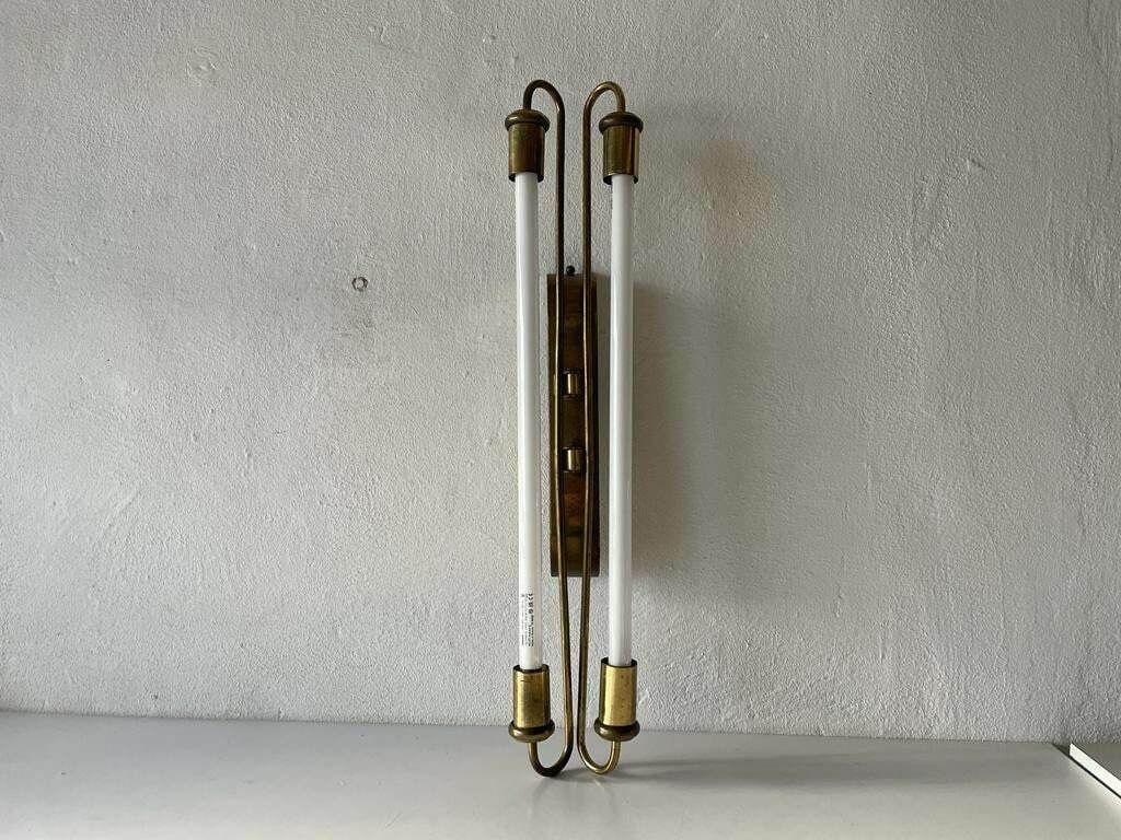Art Deco Brass Industrial Cinema Sconce With Two Fluorescent Tubes, 1930s, Germany photo furniture