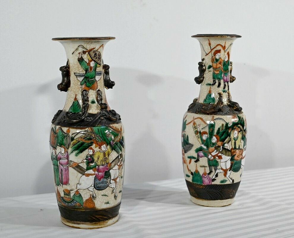 Pair Of Nanjing Porcelain Vases, China   Late 19th Century photo for sale