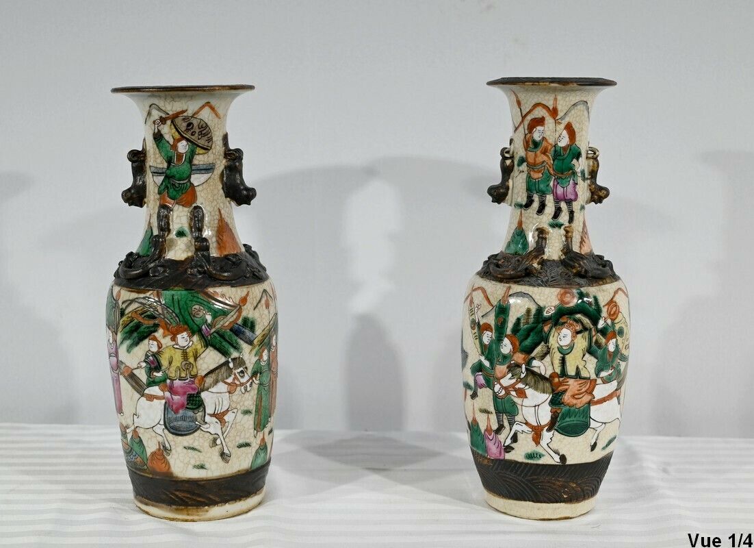 Pair Of Nanjing Porcelain Vases, China   Late 19th Century photo 1025.88